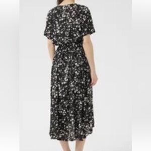 Cloth & Stone Black Floral Midi Dress with Tie Waist
